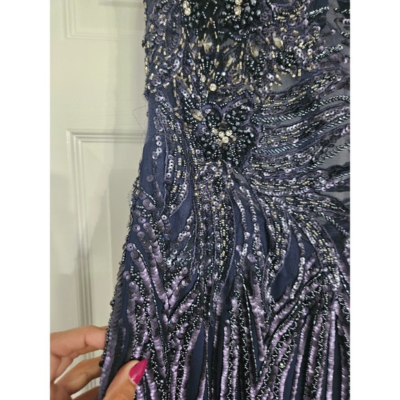 Lila Madison Blue Sequence Ball Gown - Picture 4 of 7